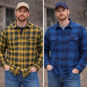 LOT OF 2 Duluth Trading Shirt Mens 2XL Tall Plaid‎ Free Swingin Flannel Relaxed